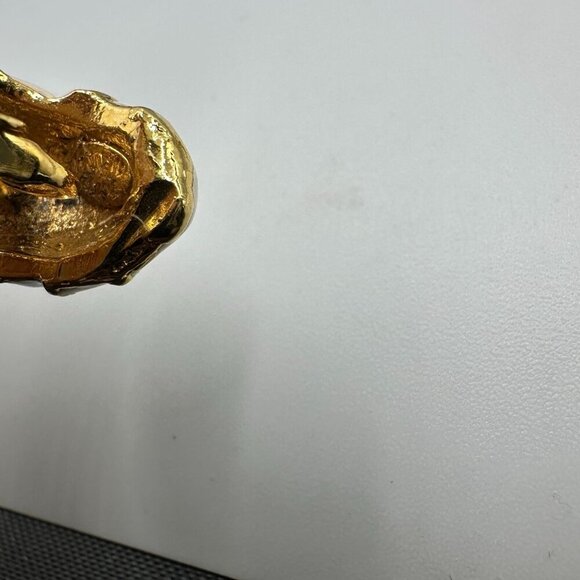 Vintage Kenneth Jay Lane Jewelry Set Gold Tone Cream Ring Clip-On Earrings - Picture 13 of 16